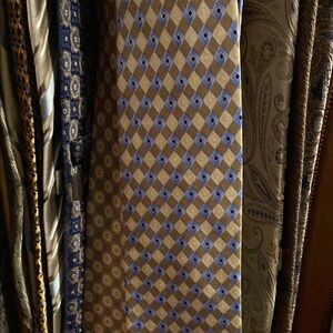 John Ashford Tan and Blue Diamond Pattern Tie